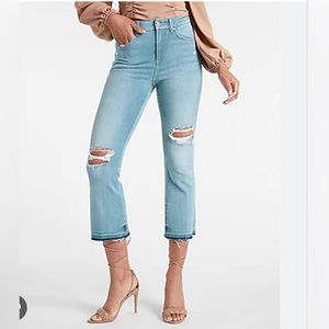 Express High Rise Ultra Hyper Stretch Cropped Flare Jeans M